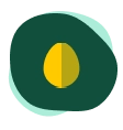 A green and yellow egg is in the middle of an image.